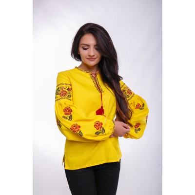 Embroidered Blouse "Bohemian Roses" yellow